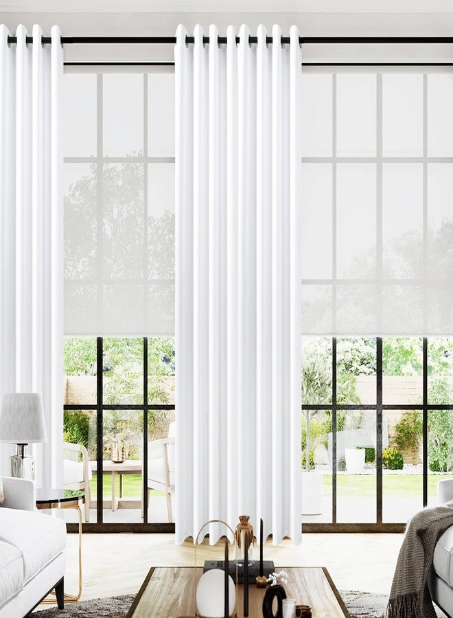 KOUFALL Extra Long Curtains 120 Inches Long, White Thermal Insulated Room Darkening 60-70% Blackout Drapes for Living Room, Wide 52 by 10 FT Inch Length, 2 Panels Set - Image 1